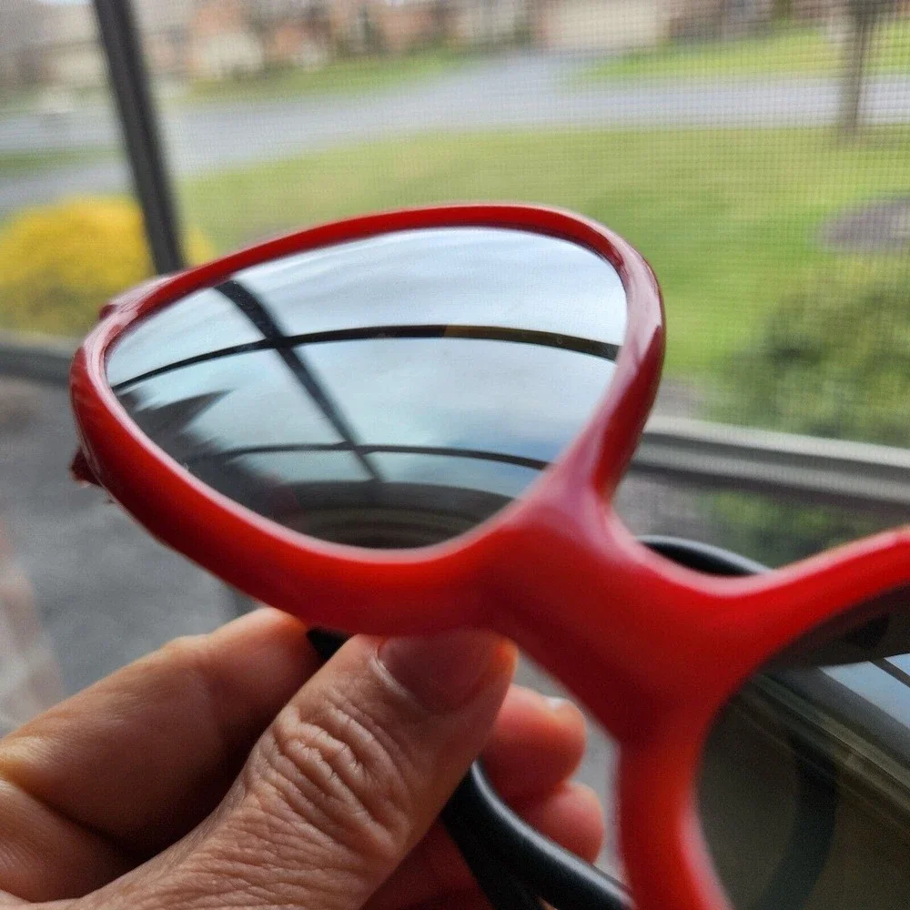Foster Grant Sunglasses Vintage Rare Red Frames Mirror Lenses & Side Protection